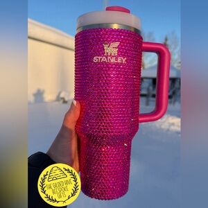 Glass Rhinestone Embellished 40oz Authentic Stanley Tumbler in ‘Violet Blossom’